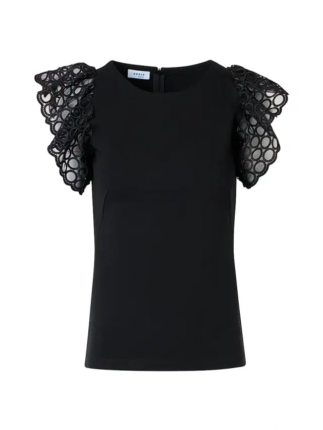 Women's Guipure Jersey Crewneck Tank - Black Women's Guipure Jersey Crewneck Tank - Black