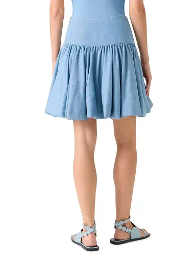 Akris punto Women's Washed Denim A-Line Miniskirt - Sky Blue Denim - Size 10 | Thumbnail 4 Akris punto Women's Washed Denim A-Line Miniskirt - Sky Blue Denim - Size 10 | Thumbnail 4