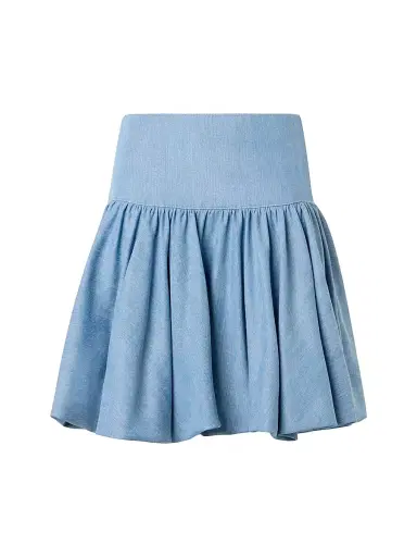 Akris punto Women's Washed Denim A-Line Miniskirt - Sky Blue Denim - Size 10 | Thumbnail 1 Akris punto Women's Washed Denim A-Line Miniskirt - Sky Blue Denim - Size 10 | Thumbnail 1