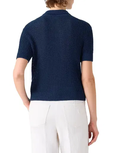 Akris punto Women's Linen/Cotton Open-Knit Short-Sleeve Cardigan - Dark Blue | Thumbnail 5 Akris punto Women's Linen/Cotton Open-Knit Short-Sleeve Cardigan - Dark Blue | Thumbnail 5