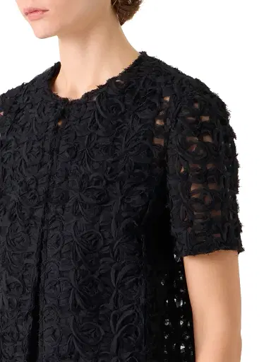 Akris punto Women's Embroidered Tulle Crewneck Jacket | Thumbnail 6 Akris punto Women's Embroidered Tulle Crewneck Jacket | Thumbnail 6