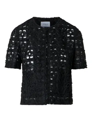 Akris punto Women's Embroidered Tulle Crewneck Jacket | Thumbnail 1 Akris punto Women's Embroidered Tulle Crewneck Jacket | Thumbnail 1