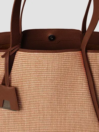 Akris Women's Medium Alex Leather-Trimmed Raffia Tote | Thumbnail 5 Akris Women's Medium Alex Leather-Trimmed Raffia Tote | Thumbnail 5