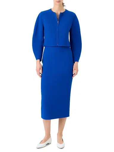 Akris Women's Harriet Wool-Blend Crepe Jacket - Lapis Blue - Size 8 | Thumbnail 2 Akris Women's Harriet Wool-Blend Crepe Jacket - Lapis Blue - Size 8 | Thumbnail 2