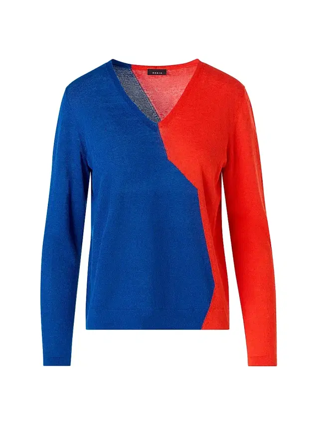 Women's Split Dyed Linen-Cotton Sweater - Lapis Blue Vermillion Women's Split Dyed Linen-Cotton Sweater - Lapis Blue Vermillion