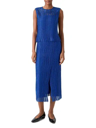 Akris Women's Techno Wave Guipure Lace Sleeveless Blouse - Lapis Blue | Thumbnail 2 Akris Women's Techno Wave Guipure Lace Sleeveless Blouse - Lapis Blue | Thumbnail 2