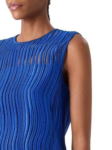 Akris Women's Techno Wave Guipure Lace Sleeveless Blouse - Lapis Blue | Thumbnail 6 Akris Women's Techno Wave Guipure Lace Sleeveless Blouse - Lapis Blue | Thumbnail 6