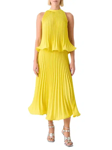Akris punto Women's Plissé Crepe Halterneck Blouse - Lemon Zing | Thumbnail 2 Akris punto Women's Plissé Crepe Halterneck Blouse - Lemon Zing | Thumbnail 2