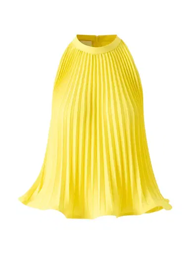 Akris punto Women's Plissé Crepe Halterneck Blouse - Lemon Zing | Thumbnail 1 Akris punto Women's Plissé Crepe Halterneck Blouse - Lemon Zing | Thumbnail 1