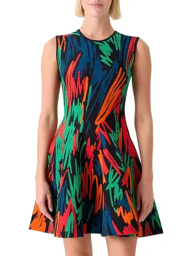 Akris punto Women's Scribble Jacquard Sleeveless Minidress - Black Multi - Size 12 | Thumbnail 2 Akris punto Women's Scribble Jacquard Sleeveless Minidress - Black Multi - Size 12 | Thumbnail 2