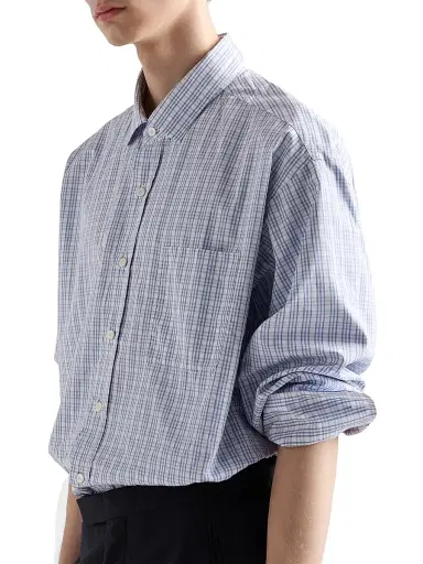Prada Men's Cotton Shirt - Blue | Thumbnail 3 Prada Men's Cotton Shirt - Blue | Thumbnail 3