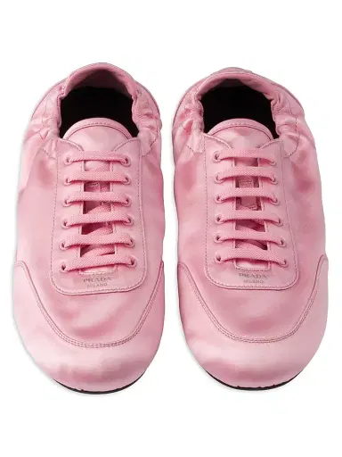 Prada Women's Collapse Laced Satin Sneakers - Light Pink | Thumbnail 2 Prada Women's Collapse Laced Satin Sneakers - Light Pink | Thumbnail 2