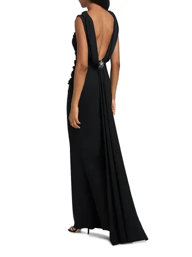 Chiara Boni La Petite Robe Women's Taniko Embellished Low-Back Jersey Gown | Thumbnail 2 Chiara Boni La Petite Robe Women's Taniko Embellished Low-Back Jersey Gown | Thumbnail 2