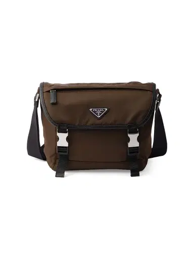 Prada Men's Re-Nylon and Saffiano Leather Shoulder Bag - Brown | Thumbnail 1 Prada Men's Re-Nylon and Saffiano Leather Shoulder Bag - Brown | Thumbnail 1