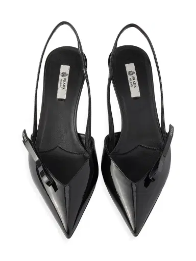 Prada Women's Patent Leather Slingback Pumps - Black | Thumbnail 4 Prada Women's Patent Leather Slingback Pumps - Black | Thumbnail 4