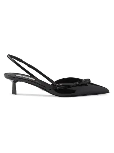 Prada Women's Patent Leather Slingback Pumps - Black | Thumbnail 1 Prada Women's Patent Leather Slingback Pumps - Black | Thumbnail 1