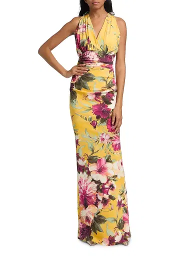 Chiara Boni La Petite Robe Women's Velis Floral V-Neck Mermaid Gown | Thumbnail 2 Chiara Boni La Petite Robe Women's Velis Floral V-Neck Mermaid Gown | Thumbnail 2