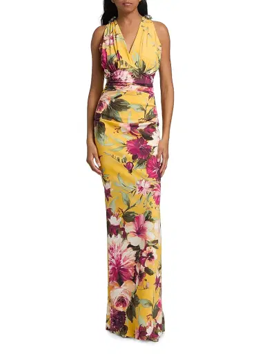 Chiara Boni La Petite Robe Women's Velis Floral V-Neck Mermaid Gown | Thumbnail 3 Chiara Boni La Petite Robe Women's Velis Floral V-Neck Mermaid Gown | Thumbnail 3