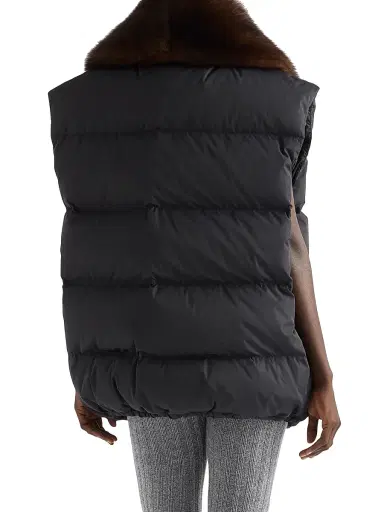 Prada Women's Re-Nylon and Shearling Down Vest - Black | Thumbnail 3 Prada Women's Re-Nylon and Shearling Down Vest - Black | Thumbnail 3