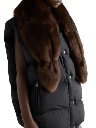 Prada Women's Re-Nylon and Shearling Down Vest - Black | Thumbnail 4 Prada Women's Re-Nylon and Shearling Down Vest - Black | Thumbnail 4