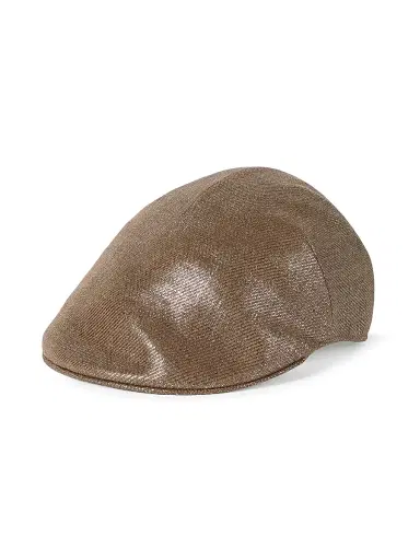 Brunello Cucinelli Women's Sparkling Linen Diagonal Flat Hat - Brown | Thumbnail 2 Brunello Cucinelli Women's Sparkling Linen Diagonal Flat Hat - Brown | Thumbnail 2