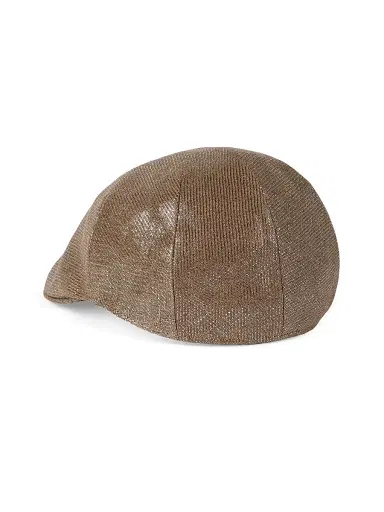 Brunello Cucinelli Women's Sparkling Linen Diagonal Flat Hat - Brown | Thumbnail 3 Brunello Cucinelli Women's Sparkling Linen Diagonal Flat Hat - Brown | Thumbnail 3