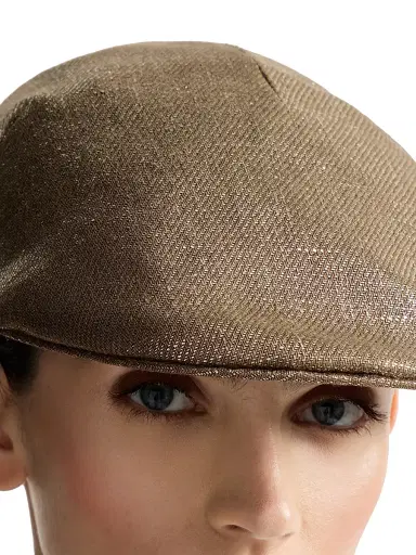 Brunello Cucinelli Women's Sparkling Linen Diagonal Flat Hat - Brown | Thumbnail 4 Brunello Cucinelli Women's Sparkling Linen Diagonal Flat Hat - Brown | Thumbnail 4