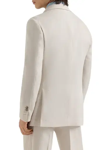 Brunello Cucinelli Men's Gabardine Deconstructed Blazer with Peak Lapels and Metal Buttons - Buff | Thumbnail 3 Brunello Cucinelli Men's Gabardine Deconstructed Blazer with Peak Lapels and Metal Buttons - Buff | Thumbnail 3