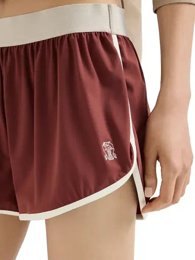 Brunello Cucinelli Women's Techno Jersey Shorts with Logo - Red | Thumbnail 4 Brunello Cucinelli Women's Techno Jersey Shorts with Logo - Red | Thumbnail 4