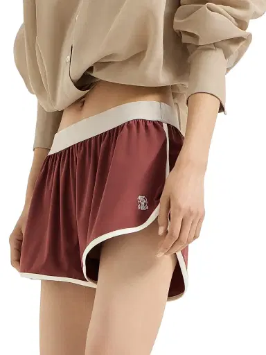 Brunello Cucinelli Women's Techno Jersey Shorts with Logo - Red | Thumbnail 5 Brunello Cucinelli Women's Techno Jersey Shorts with Logo - Red | Thumbnail 5