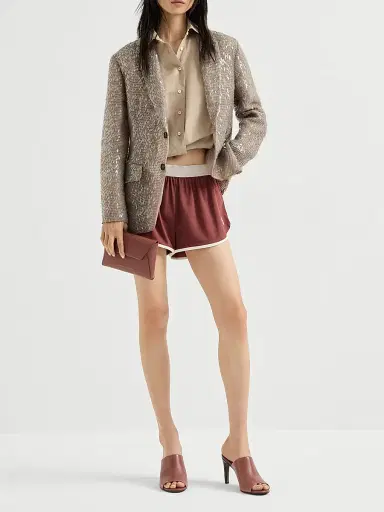Brunello Cucinelli Women's Techno Jersey Shorts with Logo - Red | Thumbnail 6 Brunello Cucinelli Women's Techno Jersey Shorts with Logo - Red | Thumbnail 6