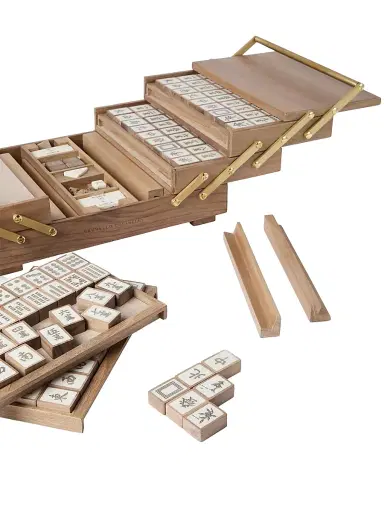 Brunello Cucinelli Walnut Wood, Krion and Brass Mahjong Set - Beige | Thumbnail 3 Brunello Cucinelli Walnut Wood, Krion and Brass Mahjong Set - Beige | Thumbnail 3