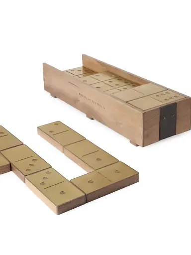 Brunello Cucinelli Walnut Wood and Brass Dominoes Set - Beige | Thumbnail 2 Brunello Cucinelli Walnut Wood and Brass Dominoes Set - Beige | Thumbnail 2