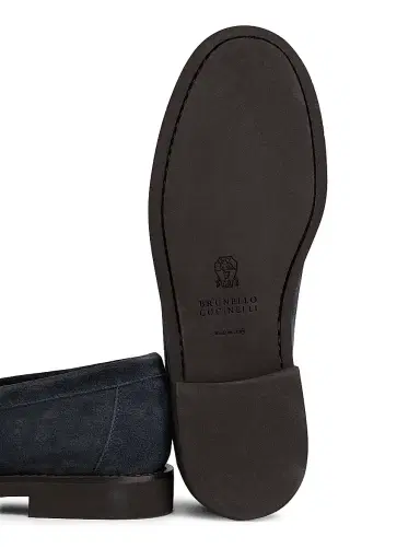 Brunello Cucinelli Women's Monili-Detail Suede Loafers - Navy | Thumbnail 6 Brunello Cucinelli Women's Monili-Detail Suede Loafers - Navy | Thumbnail 6