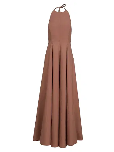 Brunello Cucinelli Women's Techno Cotton Poplin Halterneck Dress - Orange - Size Small | Thumbnail 1 Brunello Cucinelli Women's Techno Cotton Poplin Halterneck Dress - Orange - Size Small | Thumbnail 1
