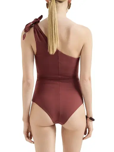 Brunello Cucinelli Women's Techno Jersey Bathing Suit with Monili - Bordeaux | Thumbnail 2 Brunello Cucinelli Women's Techno Jersey Bathing Suit with Monili - Bordeaux | Thumbnail 2