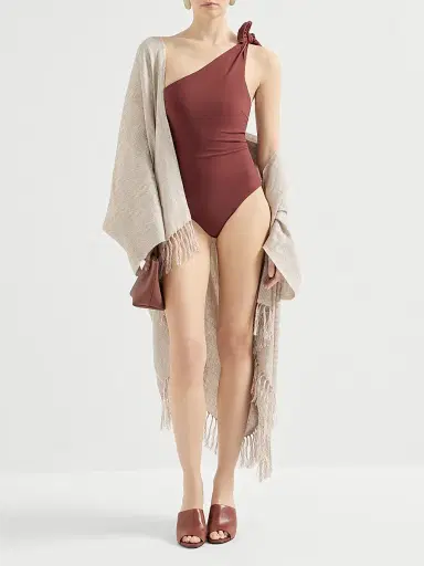 Brunello Cucinelli Women's Techno Jersey Bathing Suit with Monili - Bordeaux | Thumbnail 5 Brunello Cucinelli Women's Techno Jersey Bathing Suit with Monili - Bordeaux | Thumbnail 5