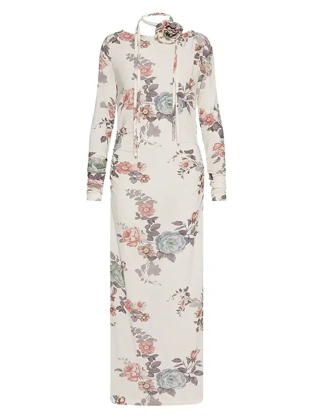 Women's Jersey Calf Length Dress - Powder Women's Jersey Calf Length Dress - Powder