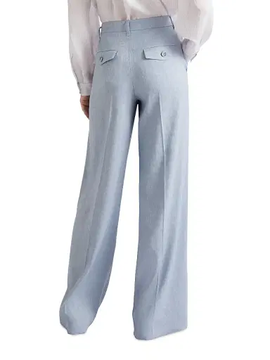 Marella Women's Herringbone Linen and Viscose Palazzo Trousers - Light Blue - Size 10 | Thumbnail 3 Marella Women's Herringbone Linen and Viscose Palazzo Trousers - Light Blue - Size 10 | Thumbnail 3