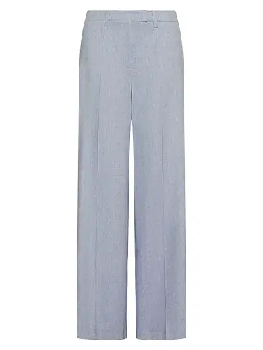 Marella Women's Herringbone Linen and Viscose Palazzo Trousers - Light Blue - Size 10 | Thumbnail 1 Marella Women's Herringbone Linen and Viscose Palazzo Trousers - Light Blue - Size 10 | Thumbnail 1