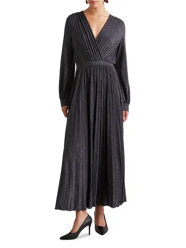 Marella Women's Plissé Pleated Lurex Jersey Dress - Midnight Blue | Thumbnail 2 Marella Women's Plissé Pleated Lurex Jersey Dress - Midnight Blue | Thumbnail 2