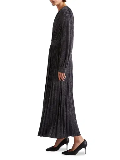 Marella Women's Plissé Pleated Lurex Jersey Dress - Midnight Blue | Thumbnail 3 Marella Women's Plissé Pleated Lurex Jersey Dress - Midnight Blue | Thumbnail 3
