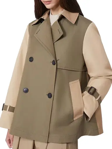 Weekend Max Mara Women's Cropped, Water Repellent Gabardine Trench Coat - Mud - Size 12 | Thumbnail 4 Weekend Max Mara Women's Cropped, Water Repellent Gabardine Trench Coat - Mud - Size 12 | Thumbnail 4