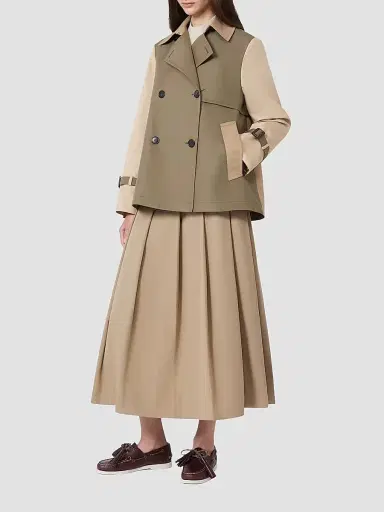 Weekend Max Mara Women's Cropped, Water Repellent Gabardine Trench Coat - Mud - Size 12 | Thumbnail 5 Weekend Max Mara Women's Cropped, Water Repellent Gabardine Trench Coat - Mud - Size 12 | Thumbnail 5
