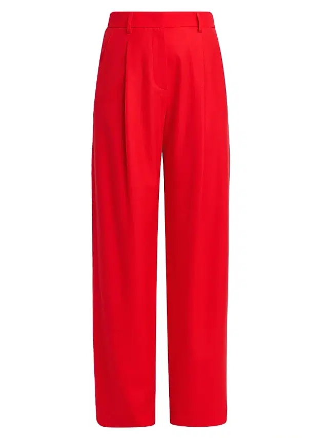 Women's Virgin Wool Wide-Leg Trousers - Geranium Women's Virgin Wool Wide-Leg Trousers - Geranium