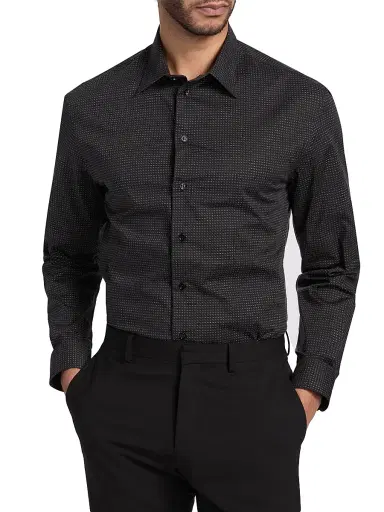 Emporio Armani Men's Micro-Dash Stretch-Cotton Jersey Shirt - Black - Size Small | Thumbnail 3 Emporio Armani Men's Micro-Dash Stretch-Cotton Jersey Shirt - Black - Size Small | Thumbnail 3