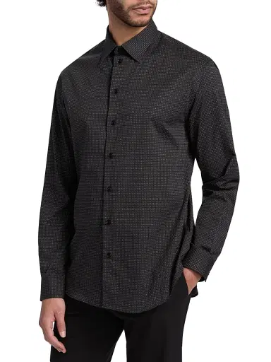 Emporio Armani Men's Micro-Dash Stretch-Cotton Jersey Shirt - Black - Size Small | Thumbnail 4 Emporio Armani Men's Micro-Dash Stretch-Cotton Jersey Shirt - Black - Size Small | Thumbnail 4