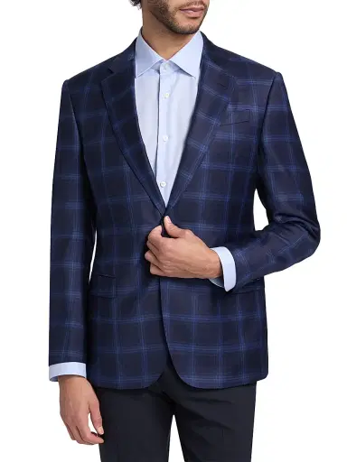 Emporio Armani Men's Twilight Plaid Virgin Wool Sport Coat - Twilight | Thumbnail 3 Emporio Armani Men's Twilight Plaid Virgin Wool Sport Coat - Twilight | Thumbnail 3