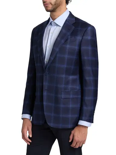 Emporio Armani Men's Twilight Plaid Virgin Wool Sport Coat - Twilight | Thumbnail 4 Emporio Armani Men's Twilight Plaid Virgin Wool Sport Coat - Twilight | Thumbnail 4
