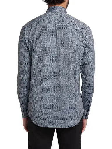 Emporio Armani Men's Micro-Diamond Print Sport Shirt - Teal | Thumbnail 5 Emporio Armani Men's Micro-Diamond Print Sport Shirt - Teal | Thumbnail 5